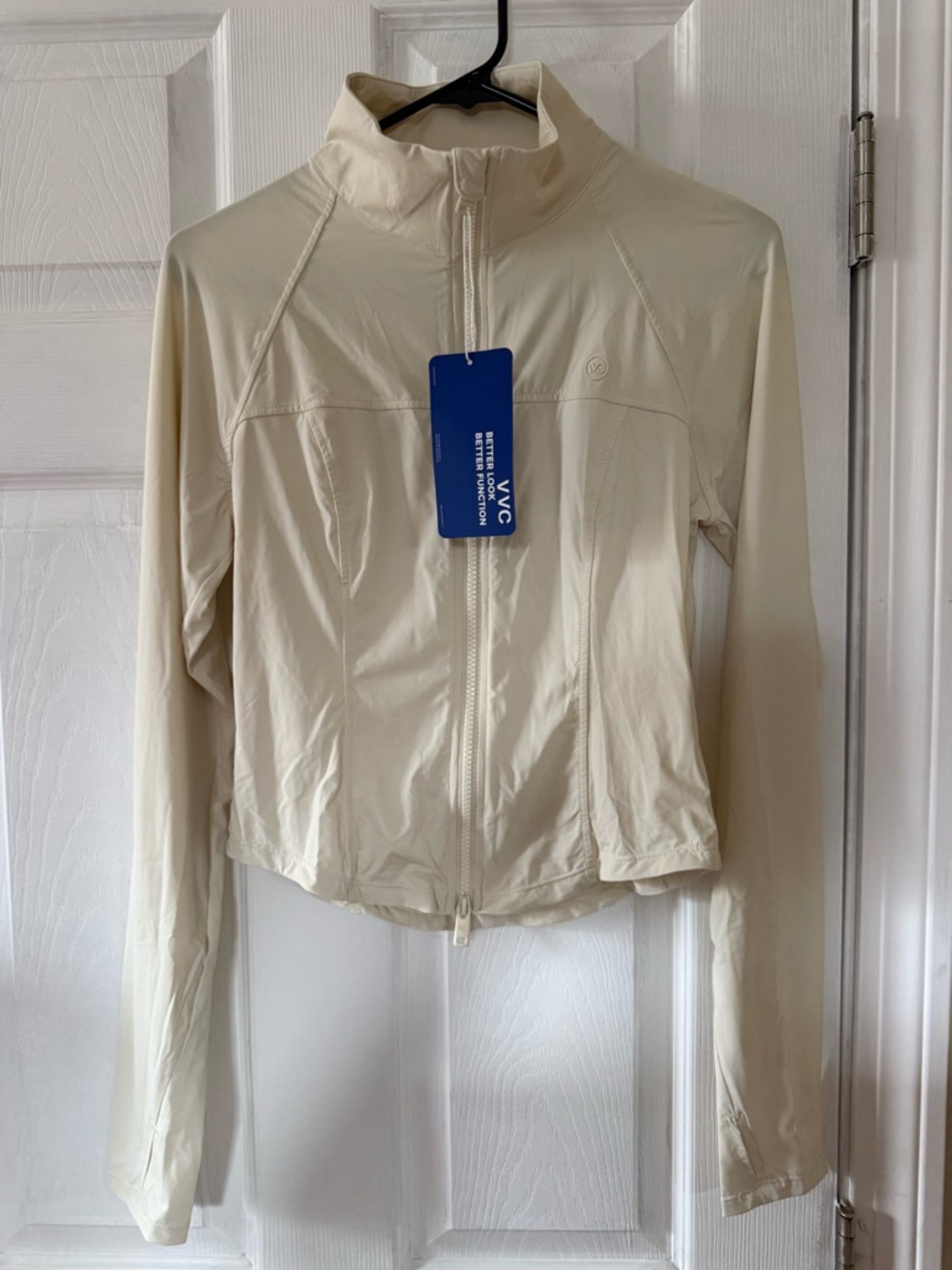 Light Cream Women's Lightweight Zip-Up Bomber Jacket